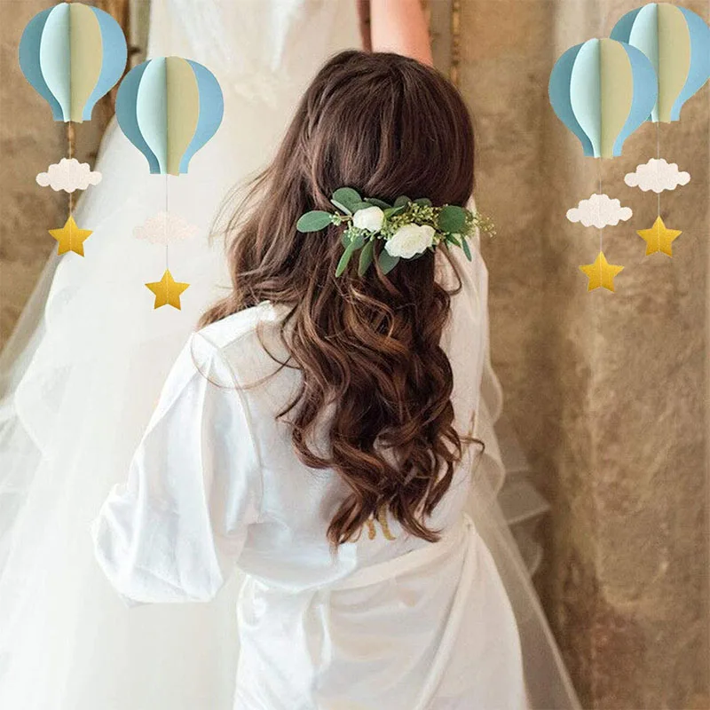 8/4 Pz Blu Pastello Di Grandi Dimensioni Mongolfiera Ghirlanda Decorazione Nuvola Di Carta Mongolfiera Appeso Compleanno Baby Shower Decorazione