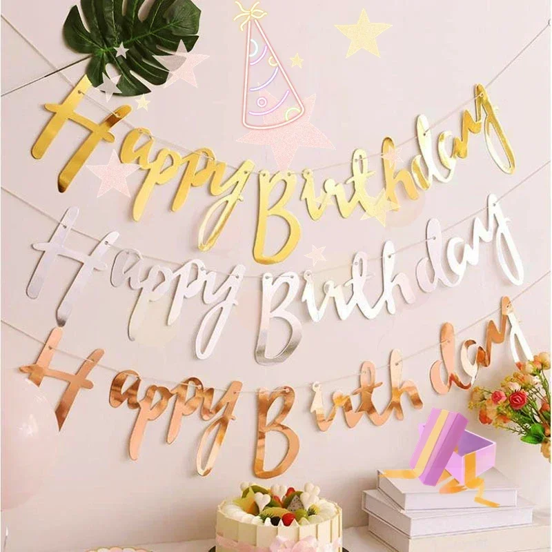 Oro Buon Compleanno Banner Compleanno Festa Di Nozze Decorazione Appesa Ghirlanda Banner Baby Shower 1 ° Compleanno Ragazzo Ragazza