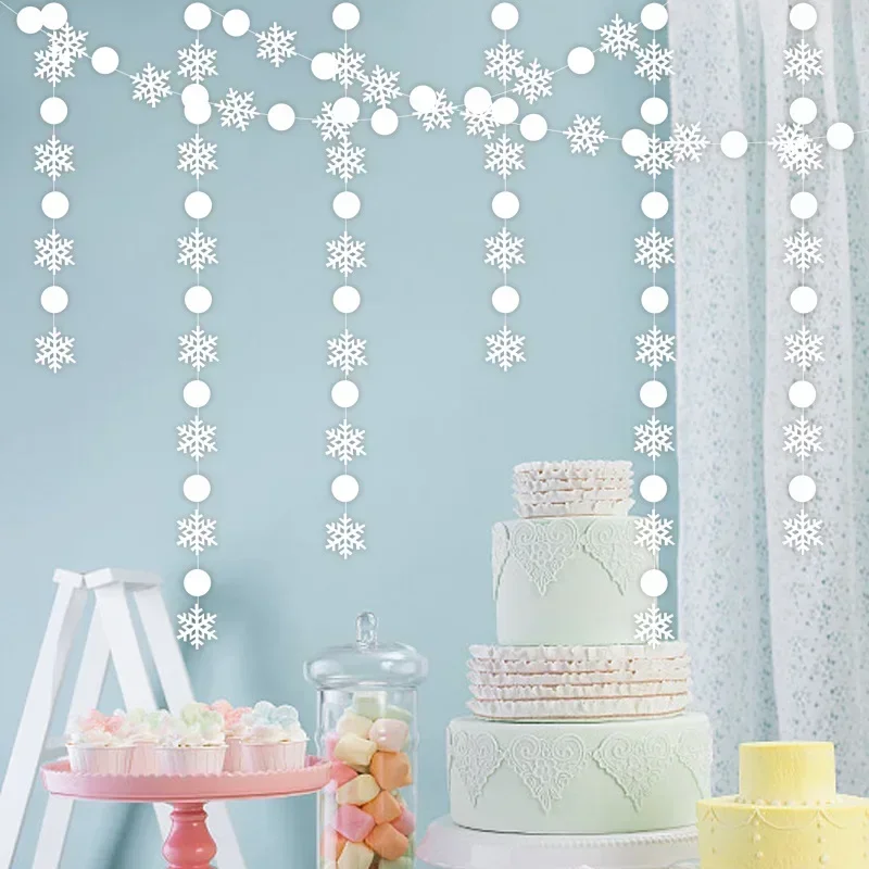 Winter Wonderland Party Snowflake Streamers Decor Frozen Birthday Party Paper Snowflake Garland Decorazioni Natalizie Per La Casa