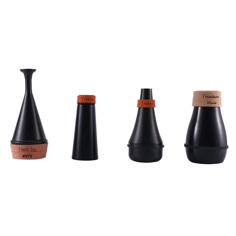 4Pieece Round Horn Tenor Trombone Mutes Tromba Silenziatore Nero Semi Chiuso Dispositivo Muto