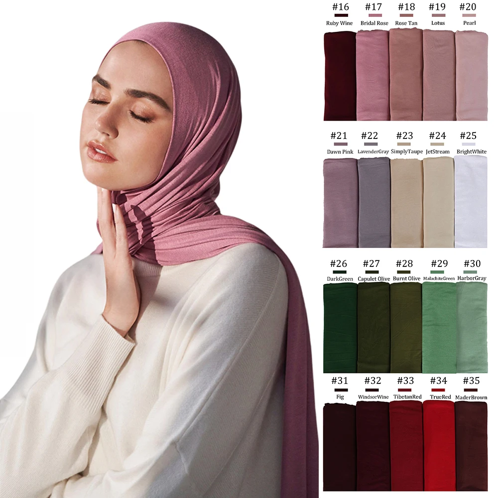 Donne Musulmane Jersey Hijab Sciarpa Elastico Modal Cotone Hijab Pianura Morbido Turbante Testa Avvolge Islamico Africa Foulard Sciarpe