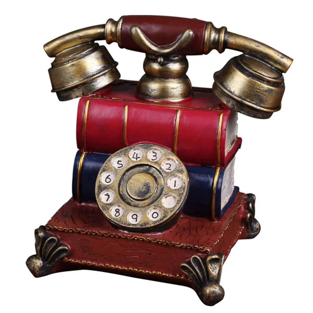 Figurina Di Telefono In Resina Retrò Salvadanaio Salvadanaio Vintage Portamonete Regalo Di Compleanno Caffetteria Decor Statua Di Telefono Vintage