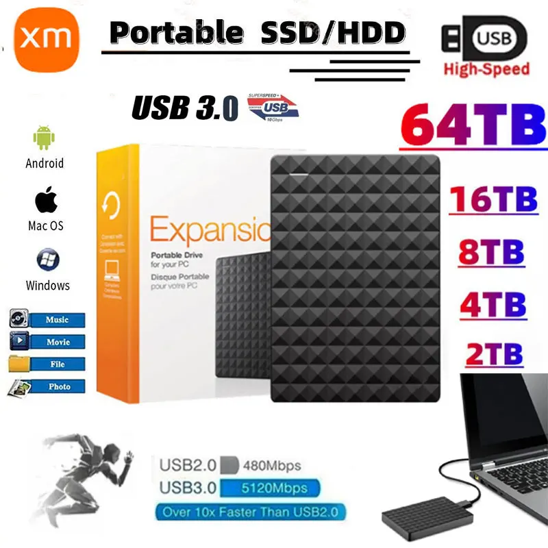 Espansione Hdd Drive Ssd Portatile 500Gb 1Tb Usb3.0 Hdd Esterno 2.5 "Ssd Portatile Esterno 2Tb Hard Disk Per Xiaomi Per Pc Portatile