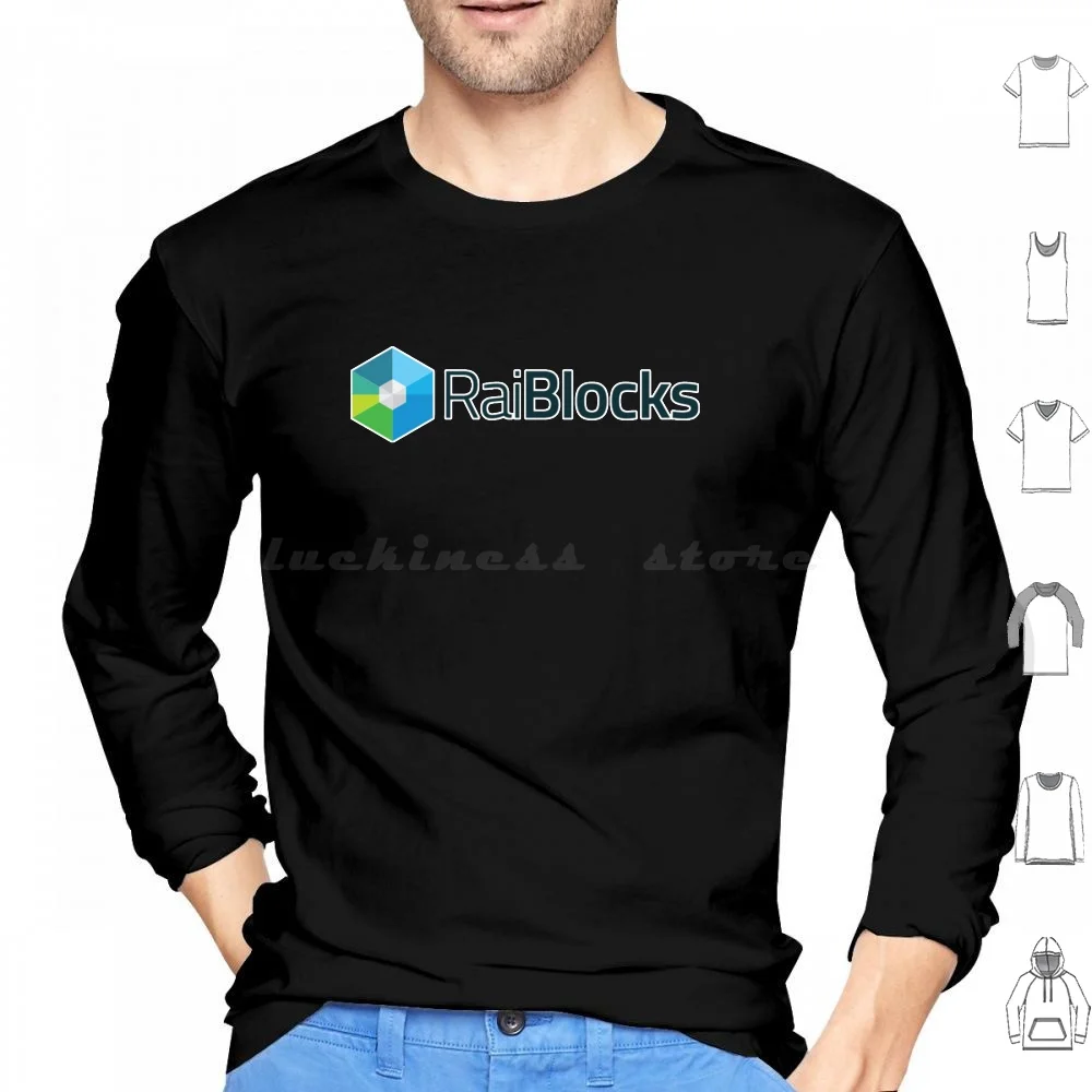 Raiblocks Xrb Felpa Con Cappuccio In Cotone Manica Lunga Nano Xrb Raiblocks Bitcoin Ethereum Iota Xlm Steller Nero Bianco Rosso Verde