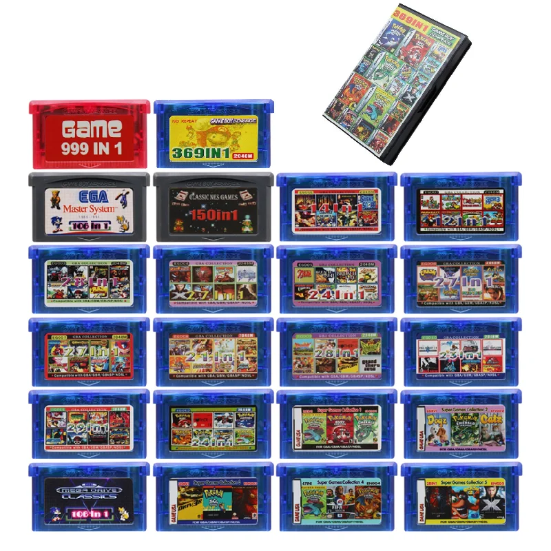 150/369/999 In 1 Cartuccia Di Gioco Gba 32 Bit Console Per Videogiochi Card Classics 106 In 1 Eg En All In One Combo Card Per Gba/Sp
