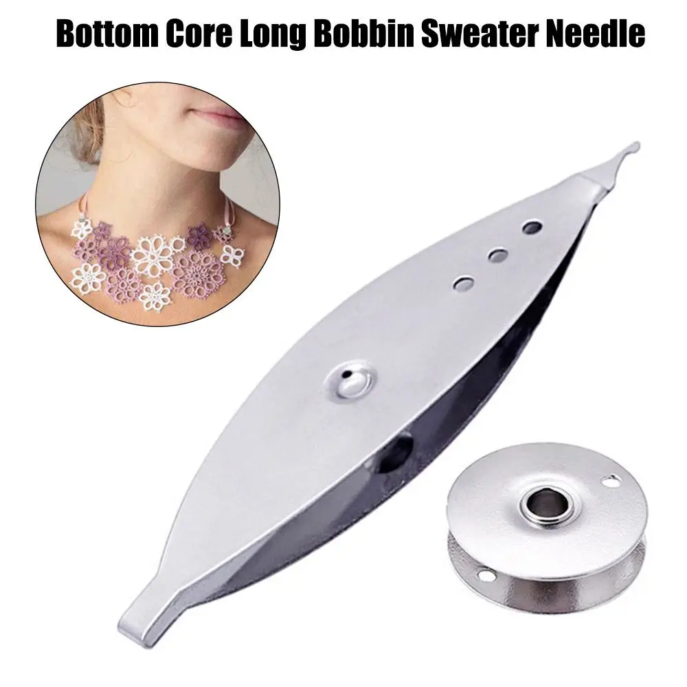 1Pc Metal Bobbin Woven Tools  Diy Lace Making Shuttle Bottom Knitting Needle Thread Core Sweater Tatting Sewing Accessories
