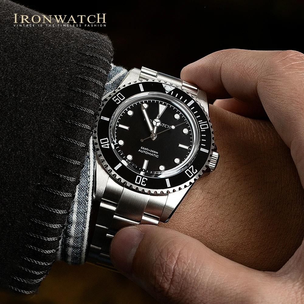 Orologio Da Uomo Sub 14060 Orologi Meccanici Automatici 40Mm Vintage Diver Black Water Ghost Luxury Sapphire Bubble Mirror Ironwatch