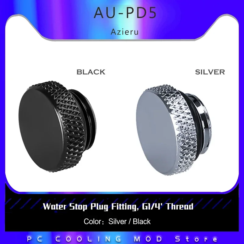 Raccordo Per Tappo Di Arresto Dell'Acqua, Filettatura G1/4 ', Blocco Di Raffreddamento Ad Acqua, Tipo Di Piano Nero/Argento, Au-Pd5 2 Pezzi