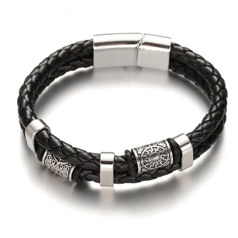 Bracciale In Pelle Vichinga Vintage Per Uomo Bracciale Intrecciato Boho Bracciale Intrecciato Gioielli A Mano Bracciale In Pelle Con Chiusura Magnetic