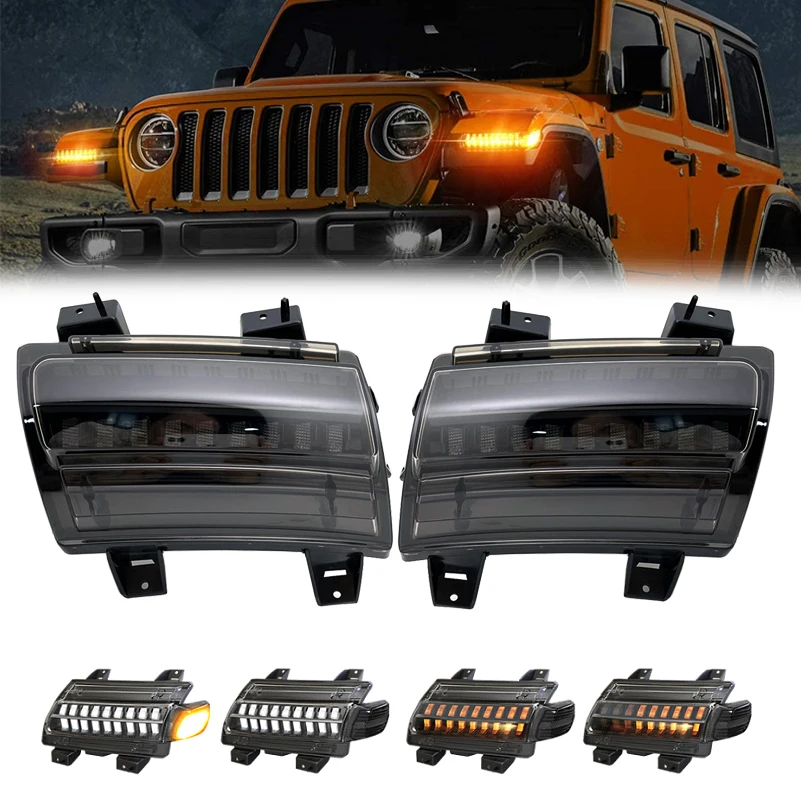 2 Pezzi Per Jeep Wrangler Jl Luci Di Svolta A Led Luci Parafango Led Nuovo Bianco Di Marcia Diurna Drl Per Jeep Jl Configurazione Alta Bassa.