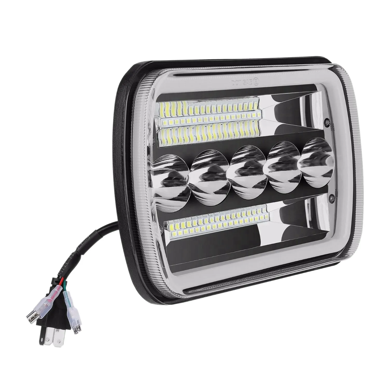 5 X7Inch 7 X6Inch Led Headlight Hi-Lo Beam Halo Drl Per Jeep Cherokee Xj Wrangler Yj
