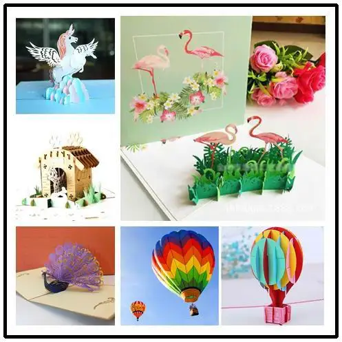 Creativo 3D Flamingo Compleanno Pop Up Card Festival Festa Biglietto Di Auguri Ringraziamento Benedizione Cartolina Cartolina Invito
