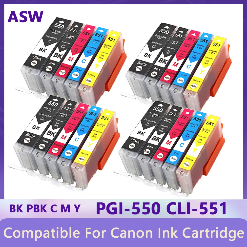 Sostituzione Cartuccia D'Inchiostro Compatibile 550 551 Xl Per Canon Pgi-550Xl Pgi-550 Pgi 550 Cli-551 Per Pixma Ip7250 Mg5450 Mg5650