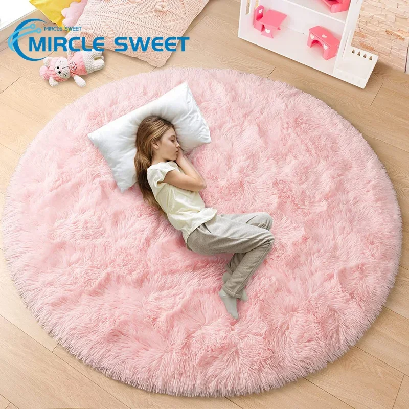 Tappeto Rotondo Rosa Soffici Tappeti Morbidi Per Bambini Camera Delle Ragazze Princess Castle Peluche Tappeto Shaggy Cute Circle Nursery Rug Camera Da
