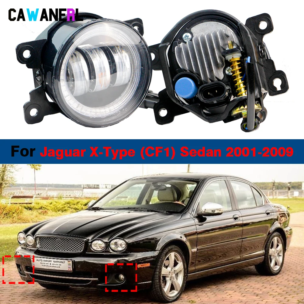 2 Pezzi 30W 6000Lm Car Angel Eye Led Fendinebbia Drl Daytime Running Lamp Assembly Per Jaguar X-Type Xtype (Cf1) Sedan 2001-2009
