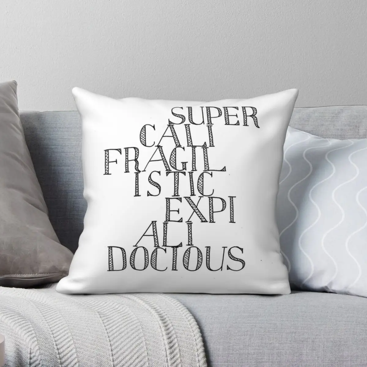 Super Cali Fragil Istic Expialidous Mary Poppins Federa Poliestere Lino Velluto Zip Decor Tiro Federa Cuscino Divano Cuscino