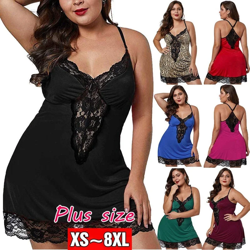 Camicia Da Notte Da Donna Taglie Forti Camicia Da Notte In Pizzo Prospettiva Indumenti Da Notte Mini Camicia Da Notte A V Profonda Lingerie Sexy Per D
