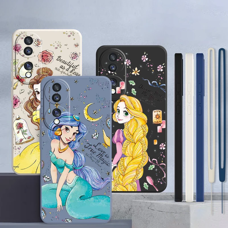 Disney Pretty Princess For Honor X8 X9A X8A 80 70 60 50 X20 10X 9X 9C 9A 9S 8A Custodia Morbida In Silicone Con Corda Liquida Fundas