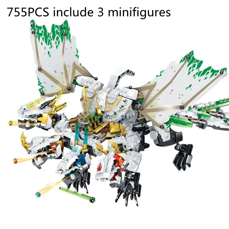 755Pcs Ninja Ultra Dragon Flying Mecha Dragon Transformation Building Block Set Con Figure Compatibili 70679 Giocattoli Fai Da Te Per Ragazzo