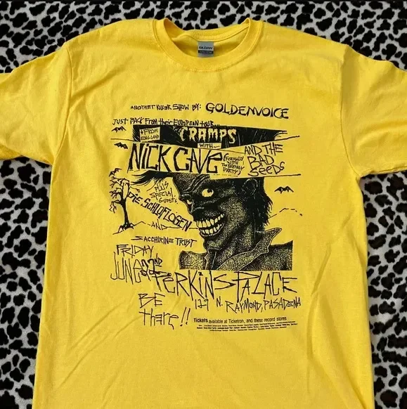 I Crampi Con Nick Cave E I Semi Cattivi T-Shirt Vintage Flyer U3092