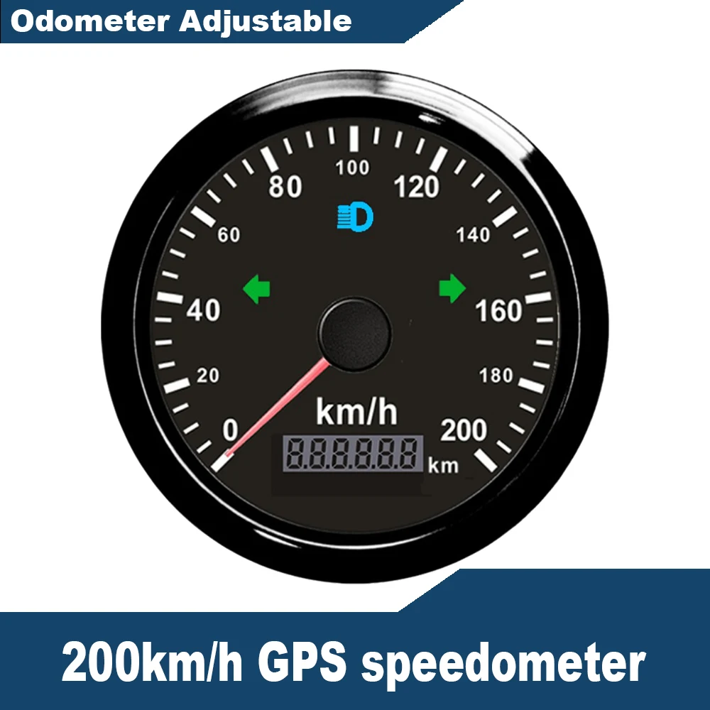 Tachimetro Gps Impermeabile Da 85Mm 0-125 Mph 0-160 Mph 0-200 Mph Per Motoslitta Moto Atv Utv Chilometraggio Totale Regolabile 12V 24V