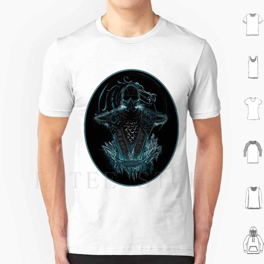 Sub Zero T Shirt Stampa Cotone Subzero Mortal Kombat Mortal Kombat Finish Him Fighter Arcade Blue Ice Blue Nero E Blu