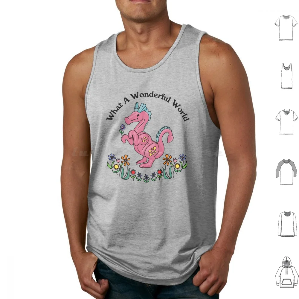 What A Wonderful World Dragon Tank Tops Print Cotton What A Wonderful World Louis Elizabeth Song Cute Pink Dragon