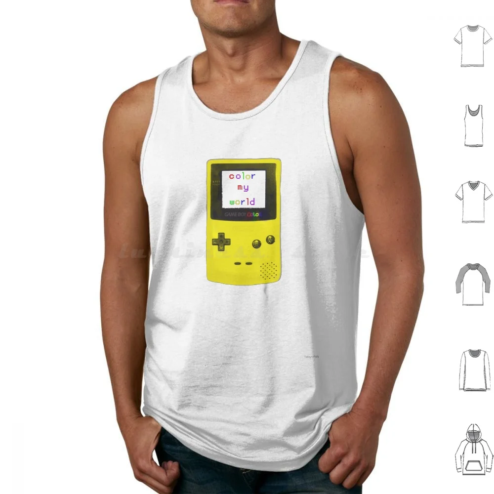 Colore My World Giallo Canotte Stampa Cotone Giallo Game Boy