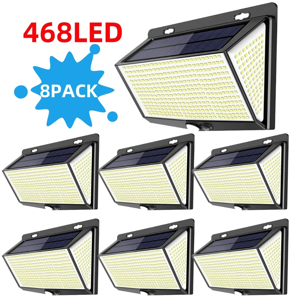 468Led Solar Waterproof Light Motion Sensor Garden Wall Mount Lampione Stradale Lampada Multifunzione Led Night Solar Garden Light