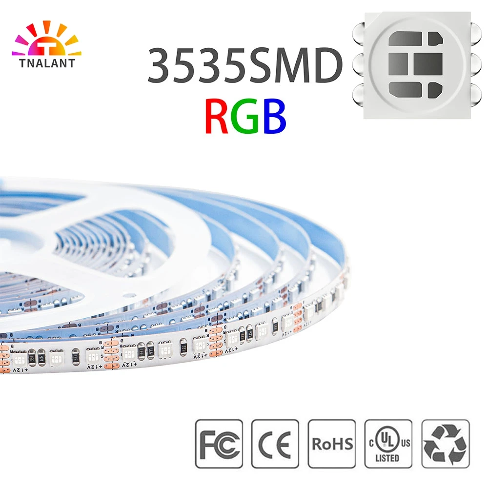 3535Smd Rgb Led Strip Light Highlight 8Mm Pcb 120Led/M Colore Variabile Flessibile Led Tape Ip30 Decorazione Della Casa Dc12V/24V