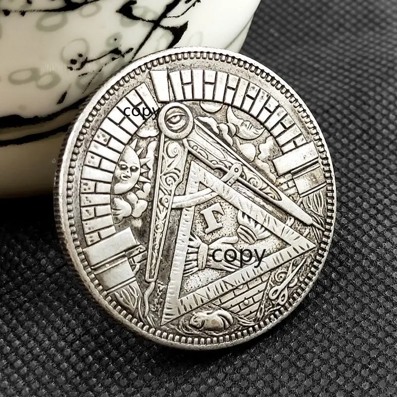 Hb(89)Us 1921 Morgan Dollar Skull Zombie Skeleton Intagliato A Mano Placcato Argento Copia Monete