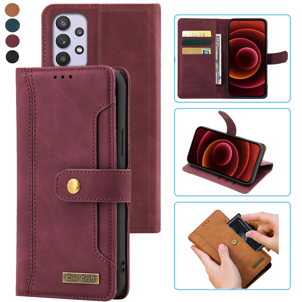 Per Samsung Galaxy A32 Custodia Flip Leather Book Cover Per Samsung A32 5G Custodia Portafoglio Borse Magnetiche Per Telefono Etui Samsung A32 Custodi