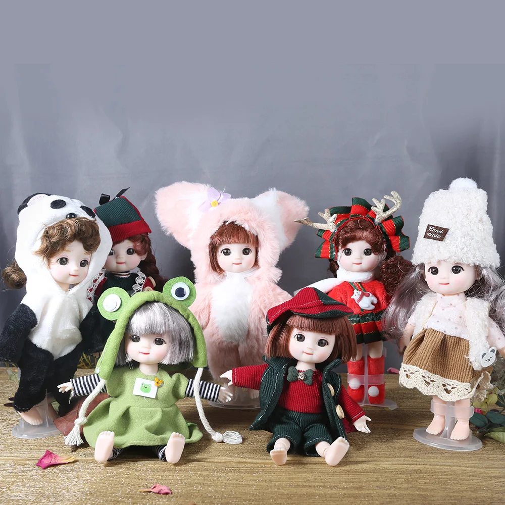 Fat Face 16Cm Bjd Doll 13 Joint Dolls Cute Round Face Smile Bjd Dolls Little Girl Make Up Toy Gift For Girl Birthday Dolls