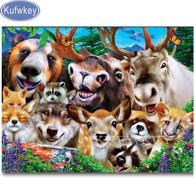 Pittura Diamante 5D Fai Da Te Con Pietre Quadrate Sorriso Animali Faccia Diamante Ricamo Vendita Strass Immagini Mosaico Diamante Art