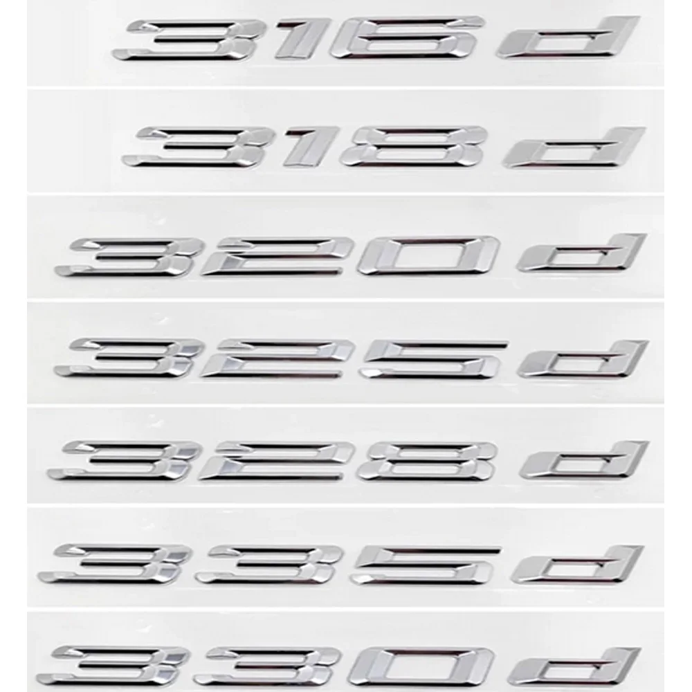 Car 3D Chrome Letters Trunk Badge Logo Per Bmw E90 E46 F30 F31 E36 316D 318D 325D 328D 330D 320D Logo Adesivi Accessori