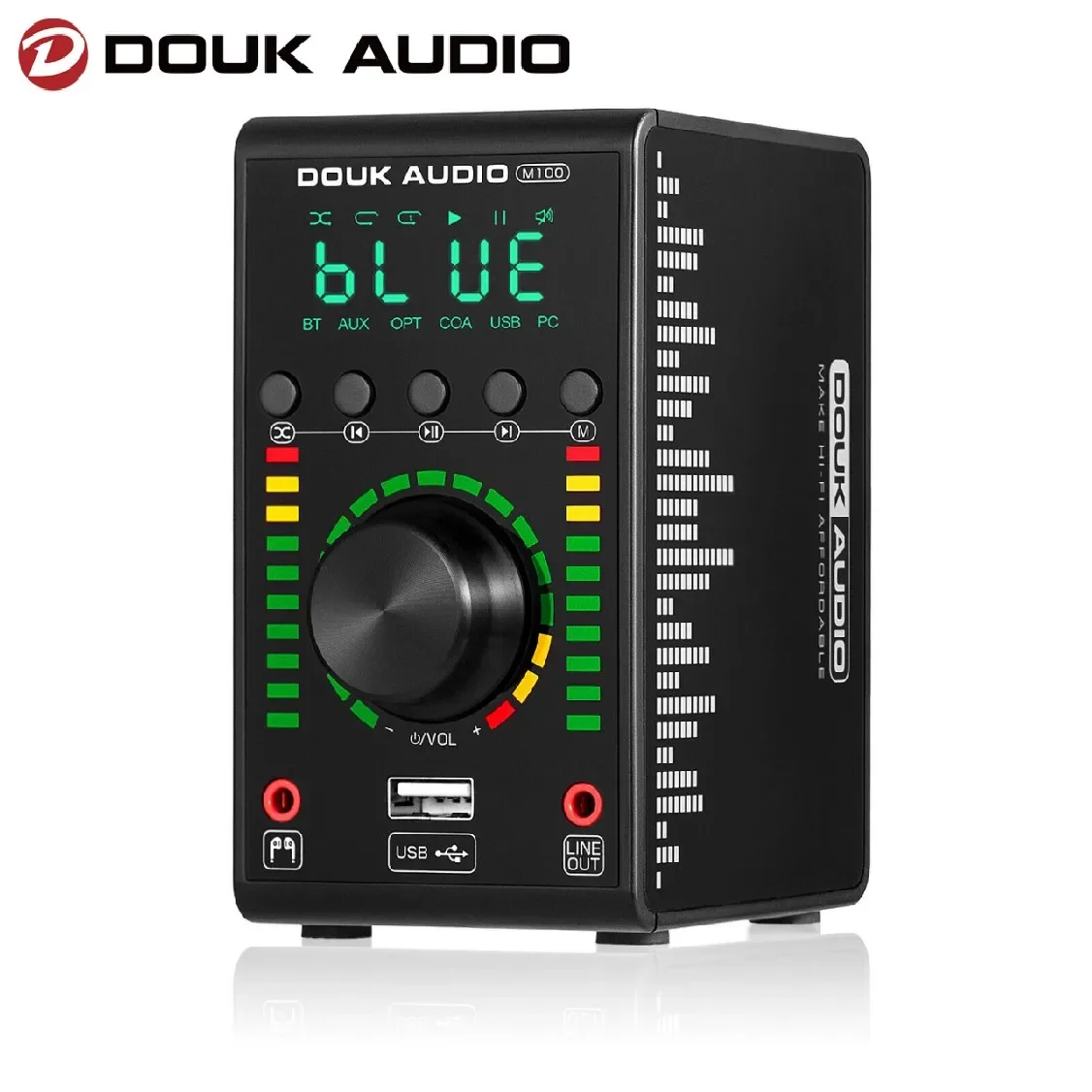 Douk Audio Mini Amplificatore Digitale Coassiale/Opt Integrato Bluetooth 5.0 Amp Home/Car/Marine Audio Amp Lettore Usb 24B/192K