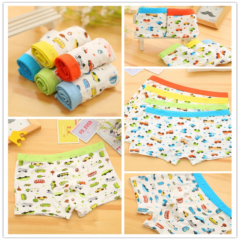 6 Pz/Lotto Boys Modal Boxer Cartton Mutande Cute Children'S Underwear Cartoon Car Short 2-10 Anni