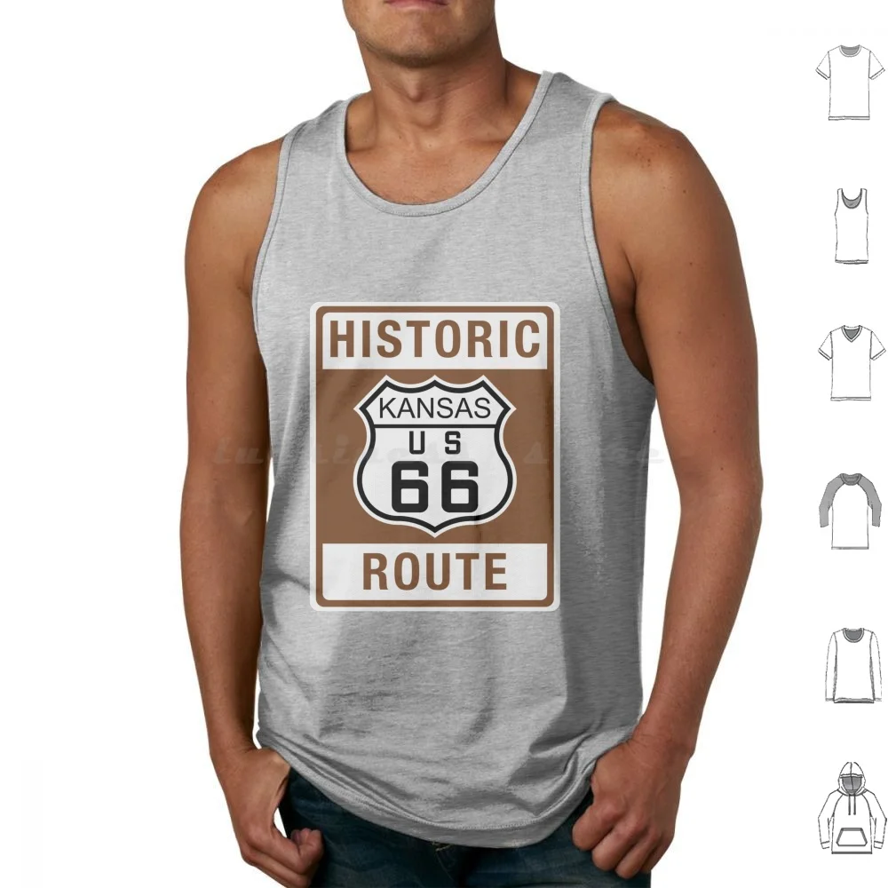 Percorso Storico 66 Canotte Kansas Stampa Cotone Enzwell 66 Enzwell Route 66 Highway 66 Percorso Storico 66 Kansas Ks