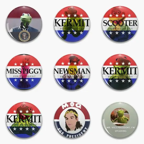 Presidente Kermit The Muppet For Soft Button Pin Creative Badge Decor Vestiti Del Fumetto Donne Spilla In Metallo Divertente Spilla Collare