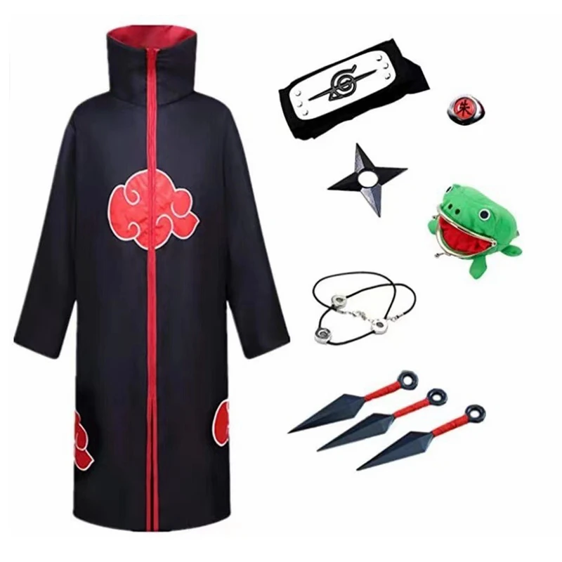 Bilili Akatsuki Uchiha Itachi Mantello Bambini Adulto Abito Lungo Mantelle Halloween Carnevale Cosplay Per Anime Costume Con Fascia