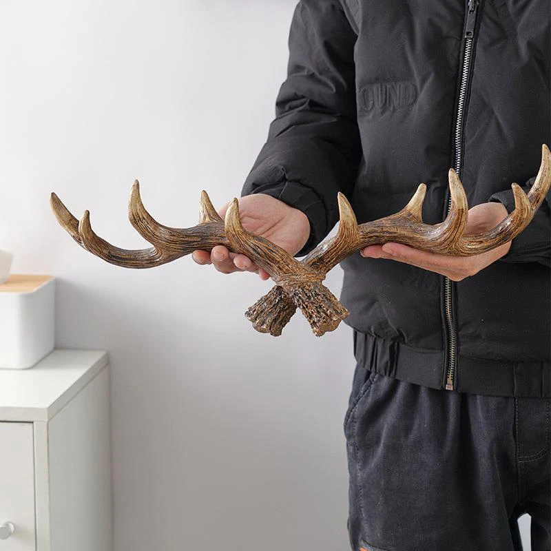 Nordic Vintage Deer Horn Gancio Decorativo Appeso A Parete Vestiti E Cappelli Gancio Di Fascia Alta Soggiorno Decor Antler Resina Statua Artigianale