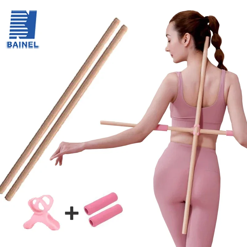 Body Sculpting Home Fitness Palo Da Yoga In Legno Spalla Aperta Bellezza Correttore Posturale Per La Schiena Bastone Da Pranayama Multiuso Per La Danz