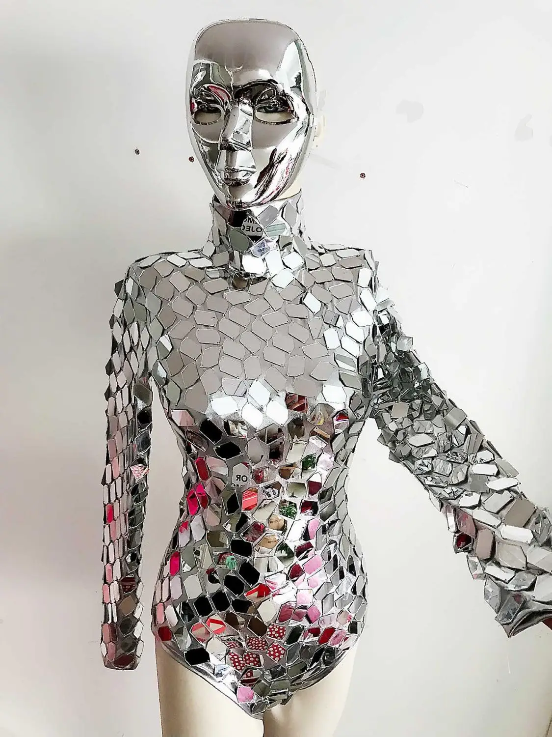 Future Show Space Shining Paillettes Body Machine Dance Costume Specchi Argentati Body Tuta Lady Jazz Dance Wear