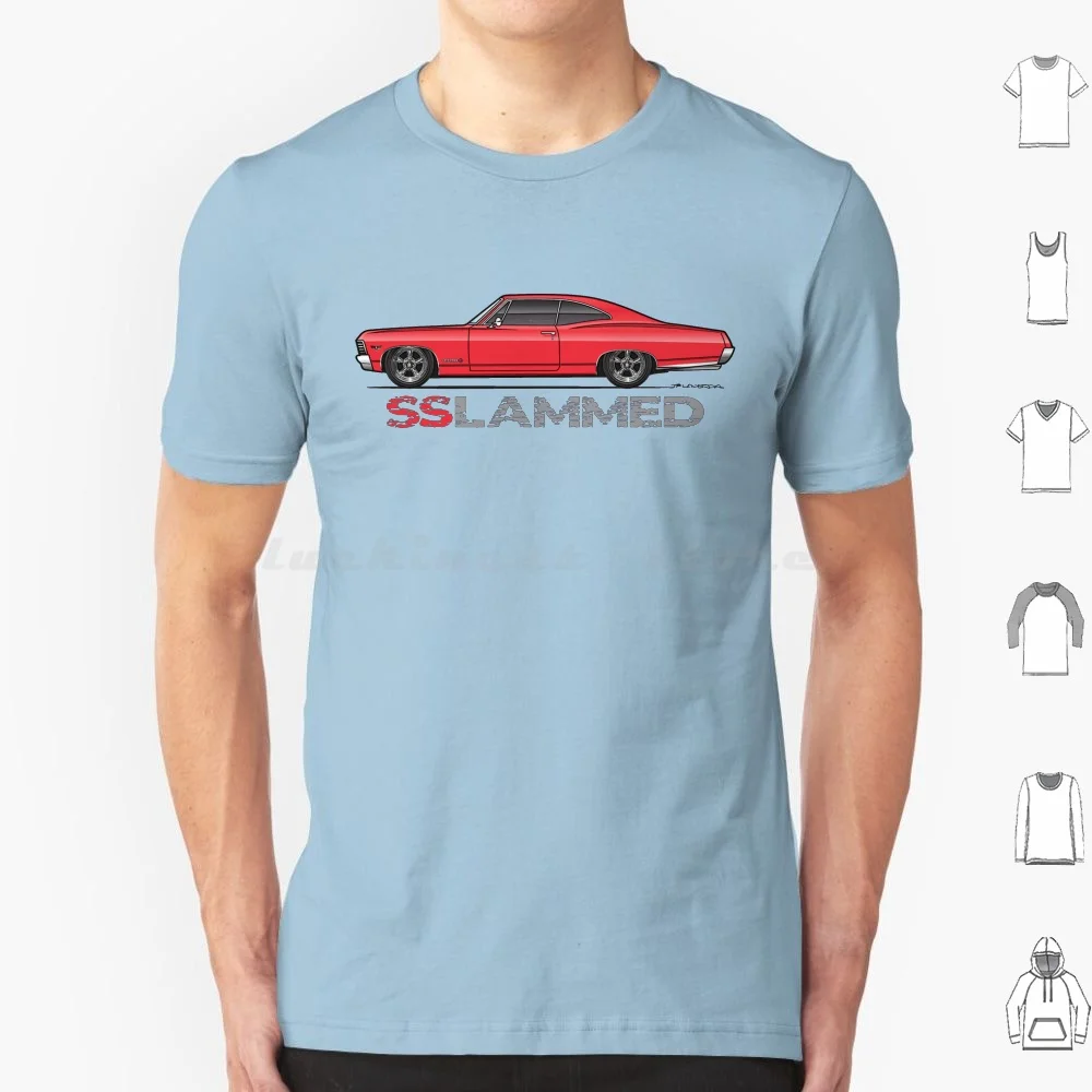 Slammed Red T Shirt Uomo Donna Bambini 6Xl 67 1967 Chevy Impala Cabrio Coupe 427 Ss Super Sport V8 350 Custom 454 Lowrider 2