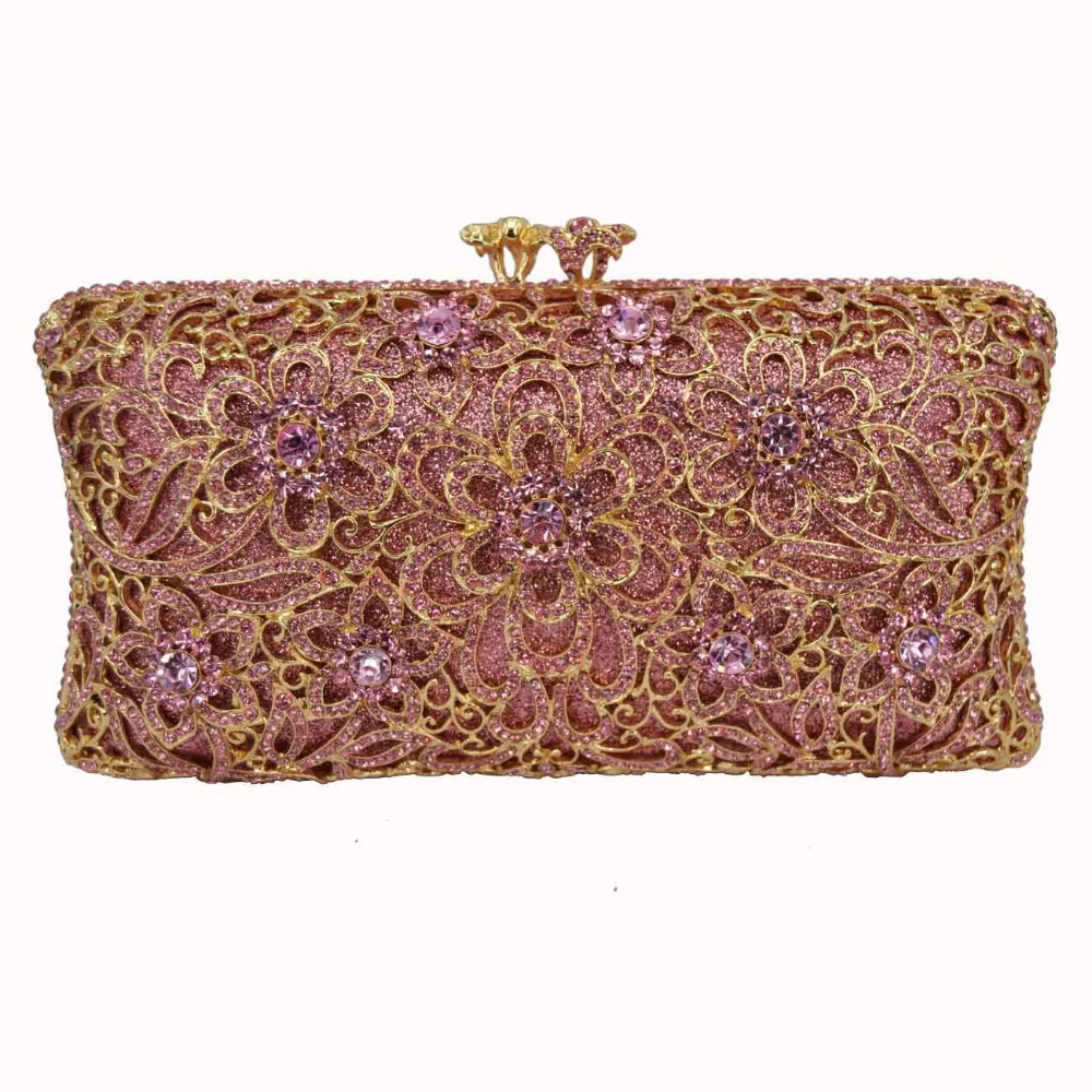 Khnmeet Designer Gold Diamond Purse Portafoglio Donna Purple Luxury Crystal Clutch Bag Party Strass Evening Bag Pochette Sc180