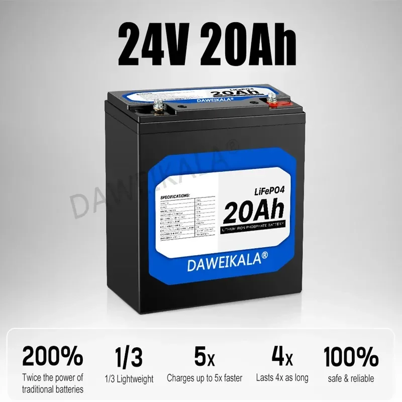 Batteria Al Litio Ferro Fosfato 24V 20Ah Lifepo4 Batteria Bms Lifepo4 Integrata Per Sistema Di Energia Solare Motore A Traina Rv House