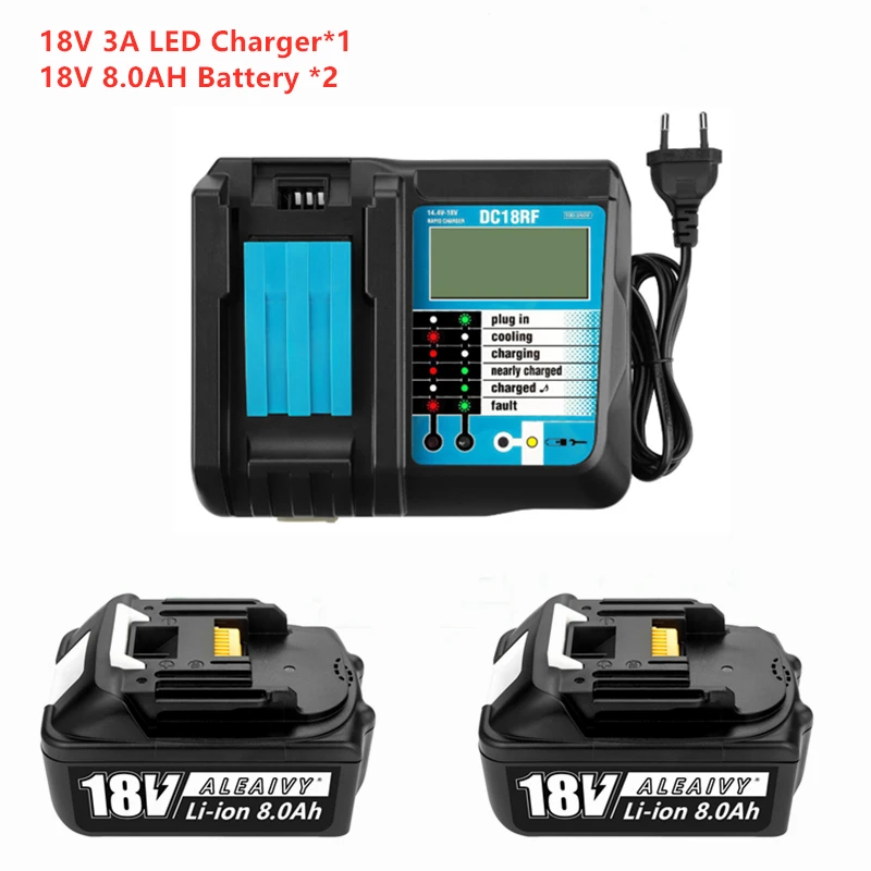 8.0Ah Bl1830 Batteria Ricaricabile Agli Ioni Di Litio 18V Per Batteria Compatibile Makita 18V Bl1850 1860 Batteria Senza Fili 18V