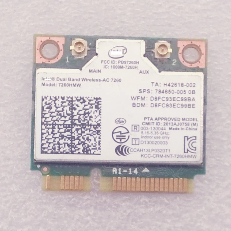 Inte Dual Band Wireless-Ac 7260 7260Hmw 802.11Ac 2X2 Wifi + Bt 4.0 Combo Card Per Hp Envy 15 17 Series,784650-005