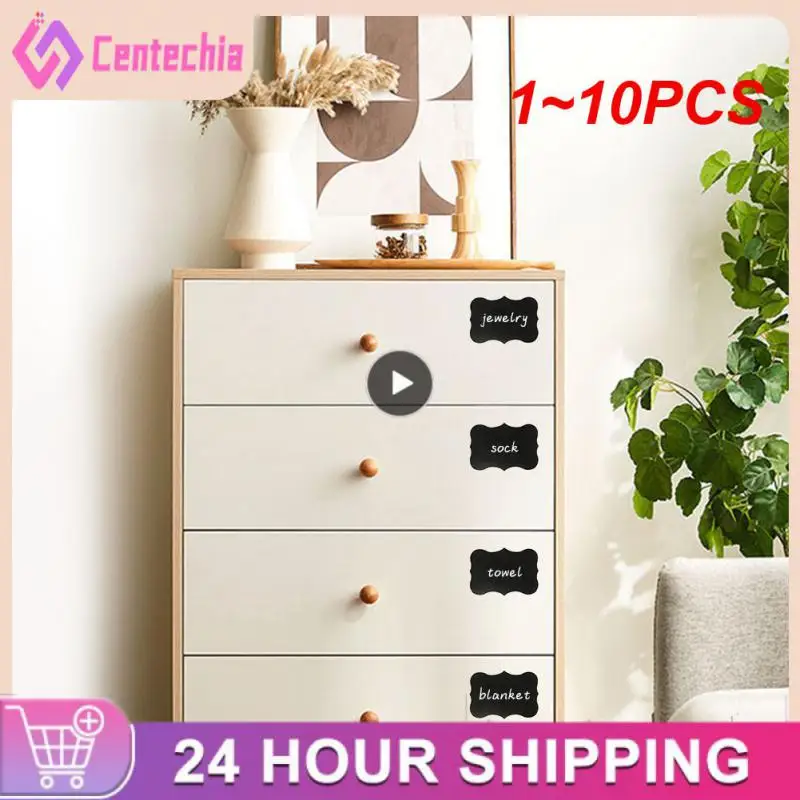 1 ~ 10 Pezzi Set Lavagna Impermeabile Cucina Spice Label Adesivi Home Jars Bottiglie Tag Etichette Lavagna Adesivi Nero
