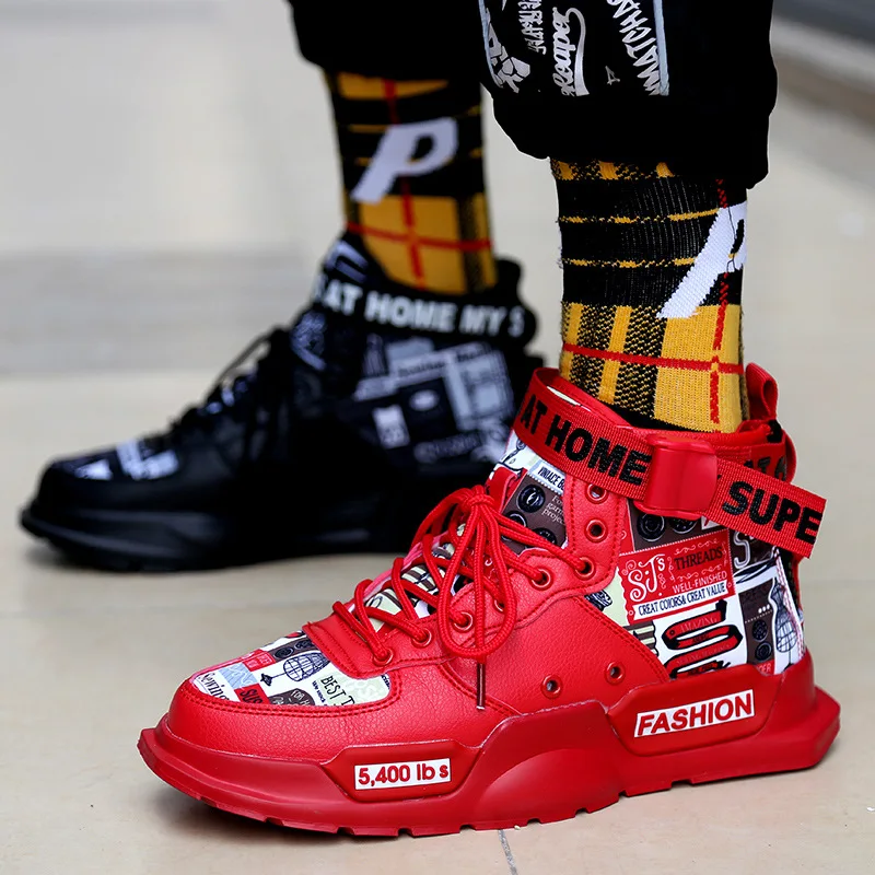 Youth Student Outdoor Trendy Graffiti Boat Shoes Sneakers Da Corsa Da Uomo 2023 Autunno Casual High Top Trainers Zapatiras Hombre